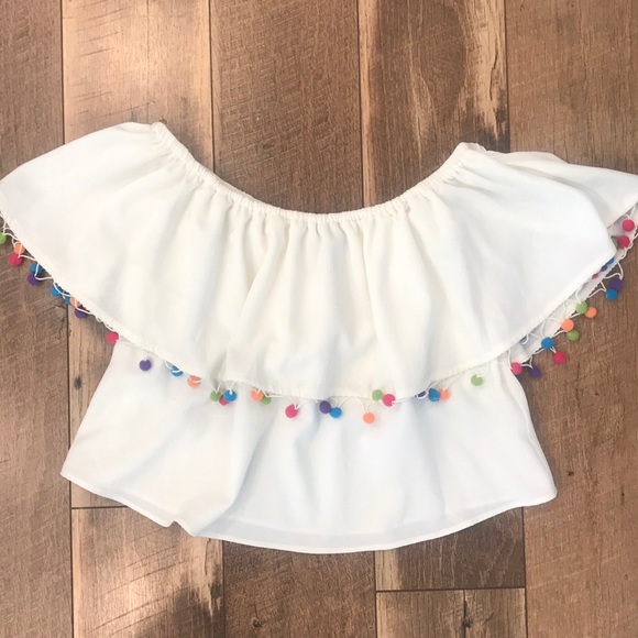 Off the shoulder Pom Pom shirt - Picture 2 of 4